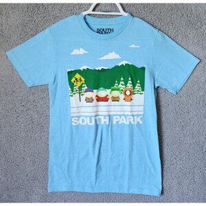 South Park 2014 Blue Stan Cartman Kyle Kenny Graphic T Shirt Size Small